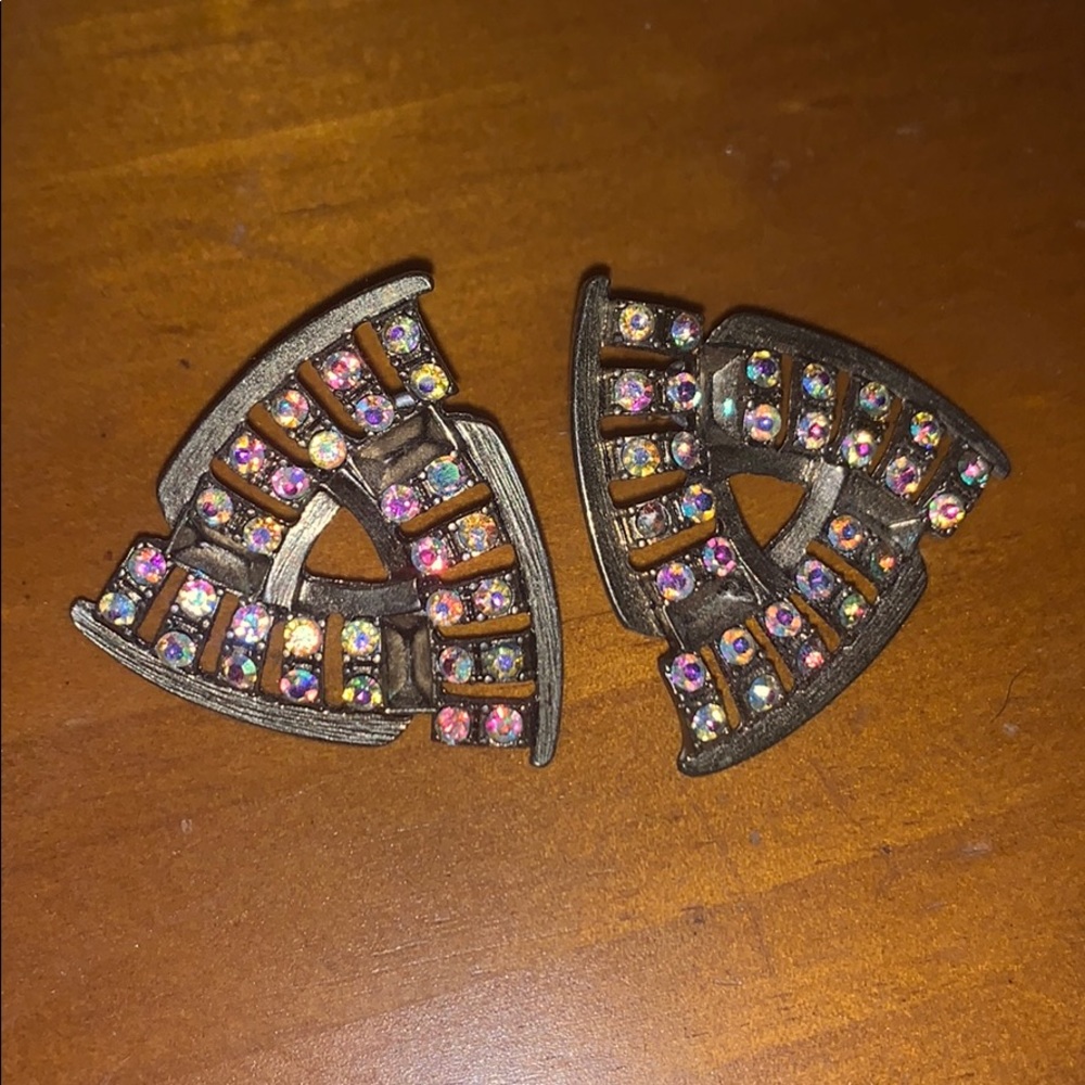 Triangular Rhinestone stud earrings